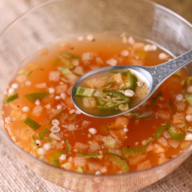 [訳あり・アウトレット] [オクラの割れあり] 野菜だし仕立て　国産オクラと玉ねぎのとろみトマトスープ　4食 